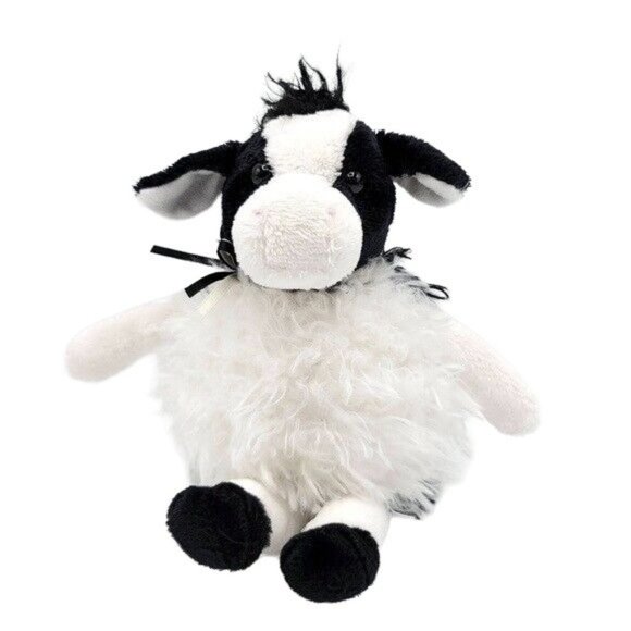 2/$15 Douglas Moo Cow Puff Plush White 9" Sitting Ribbon 2014 Beans Round #794 - Picture 1 of 10